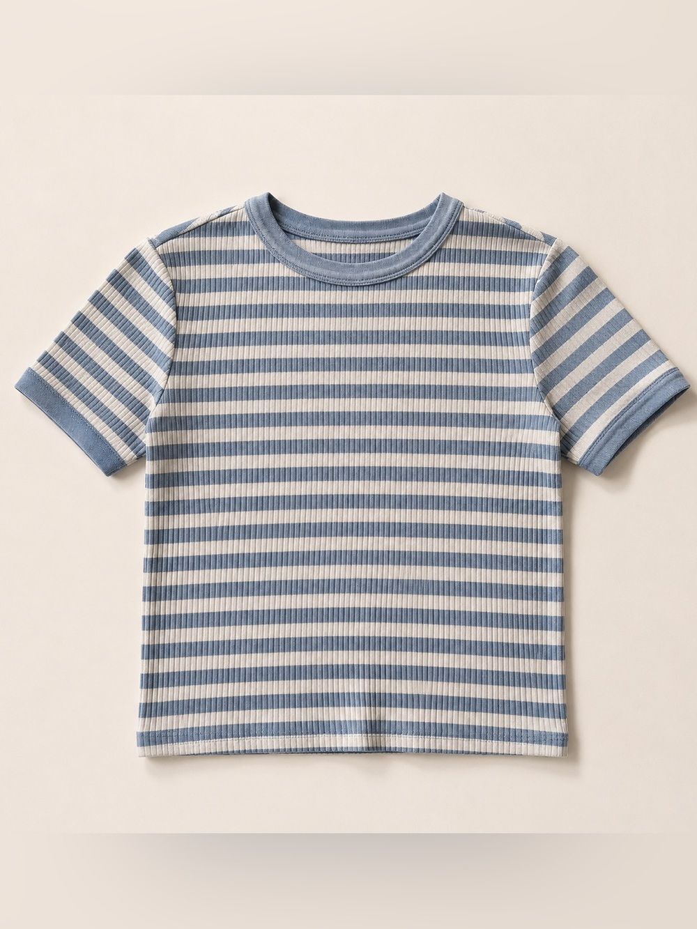 ASOS Design Blue & White Striped Ribbed T-Shirt